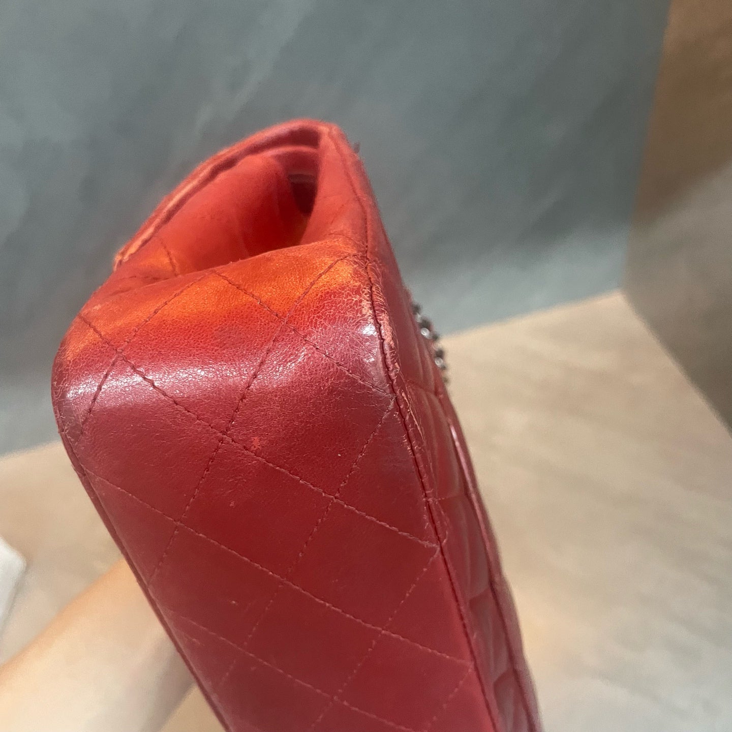 Chanel Classic Flap sheepskin middle size Red-Sliver