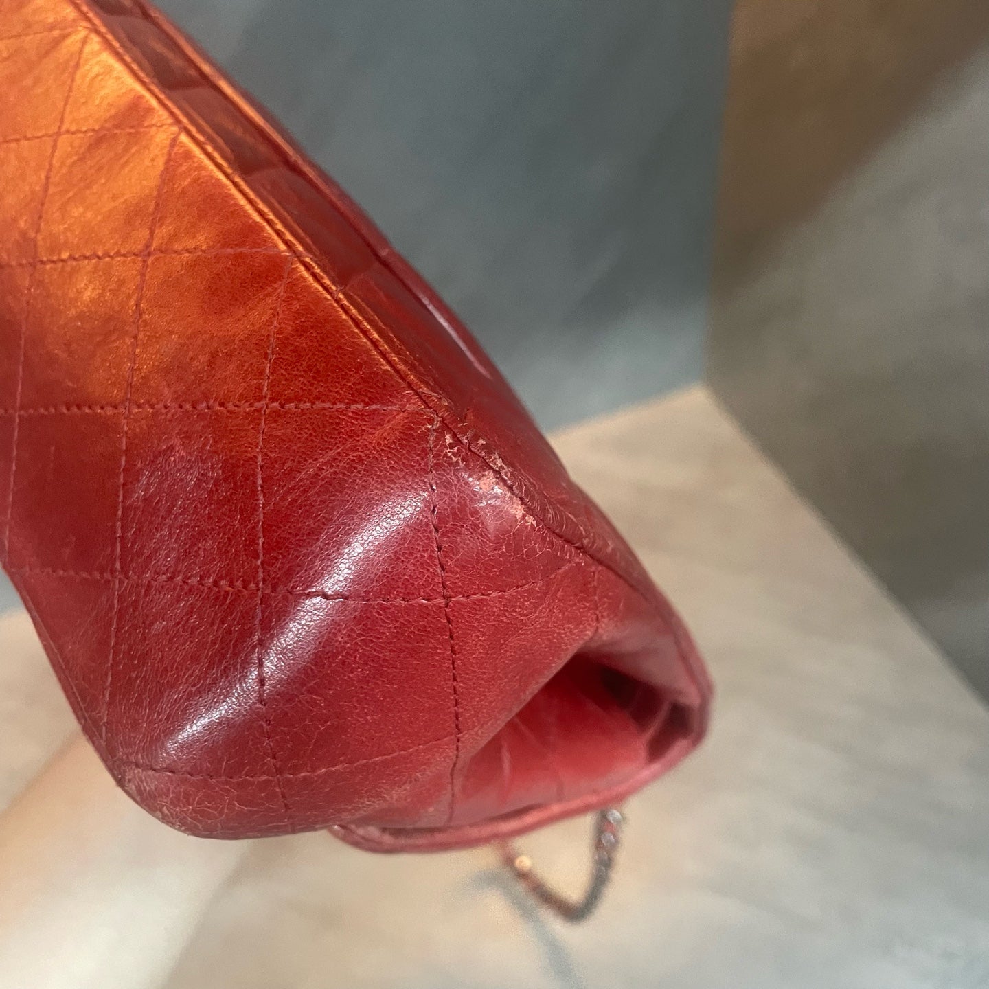 Chanel Classic Flap sheepskin middle size Red-Sliver