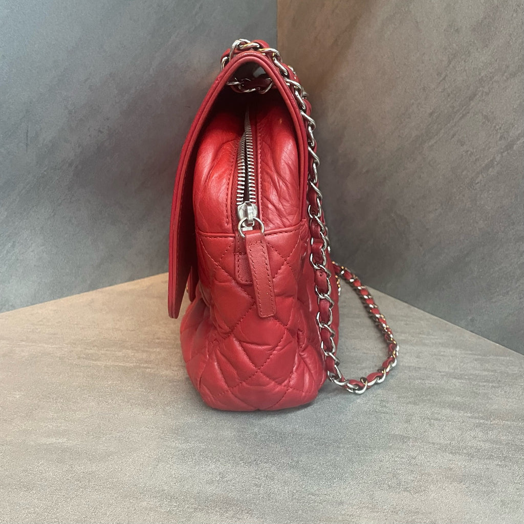 Chanel Classic Flap Puff shape Red-Sliver Airport bag
