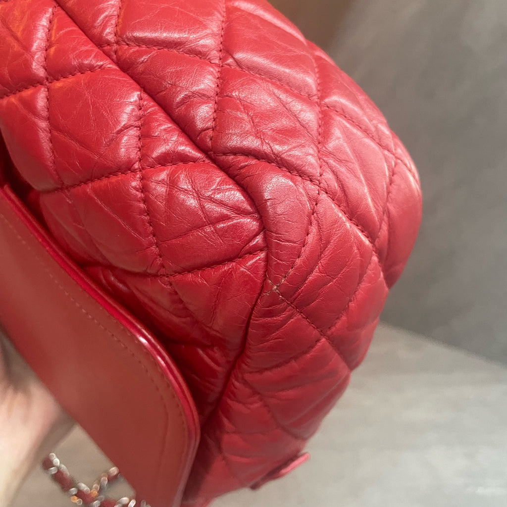 Chanel Classic Flap Puff shape Red-Sliver Airport bag