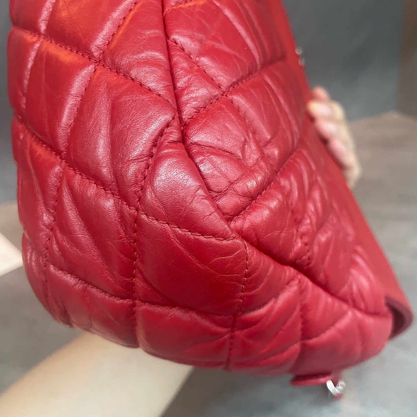 Chanel Classic Flap Puff shape Red-Sliver Airport bag