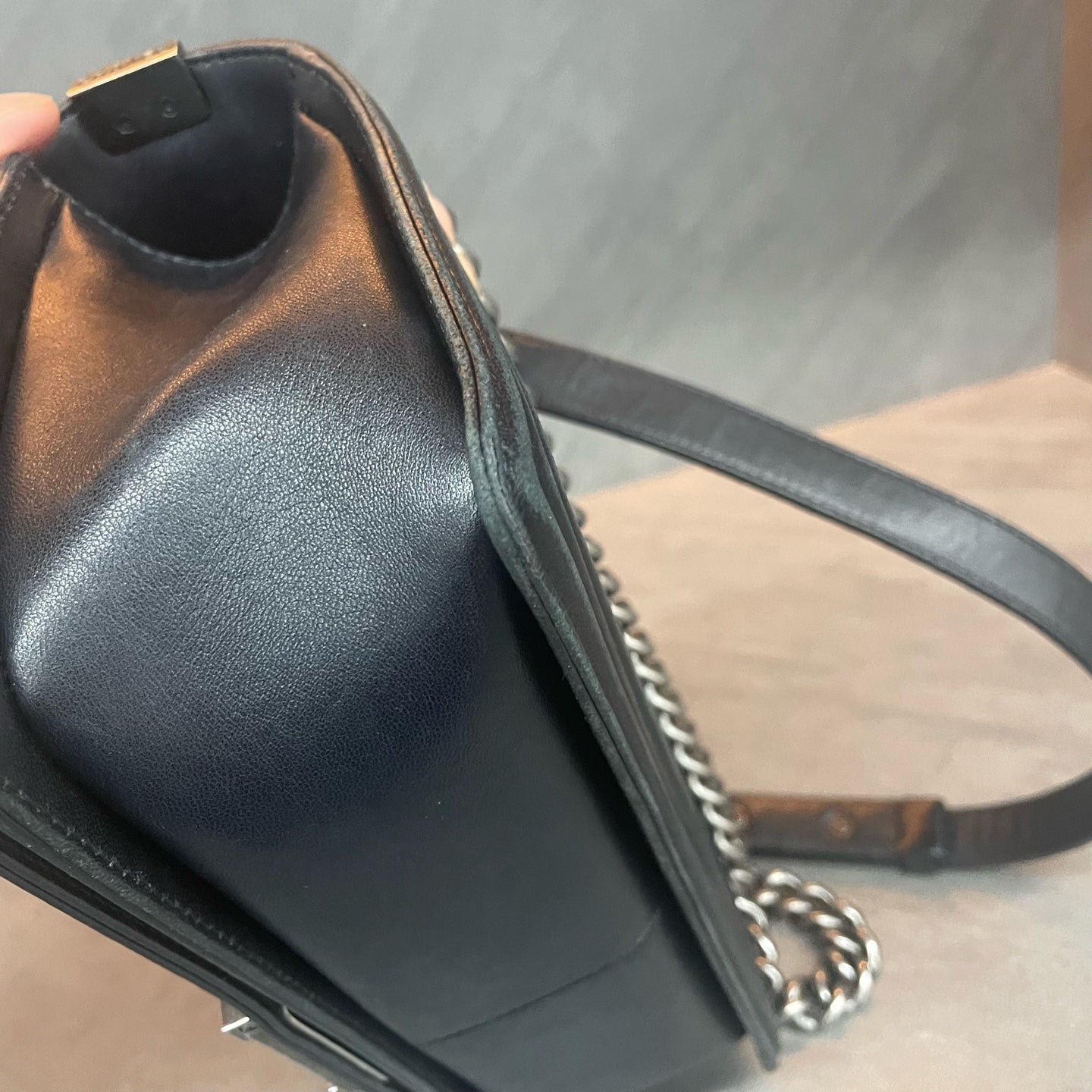 Chanel leboy sheepskin &nbsp;middle size black sliver