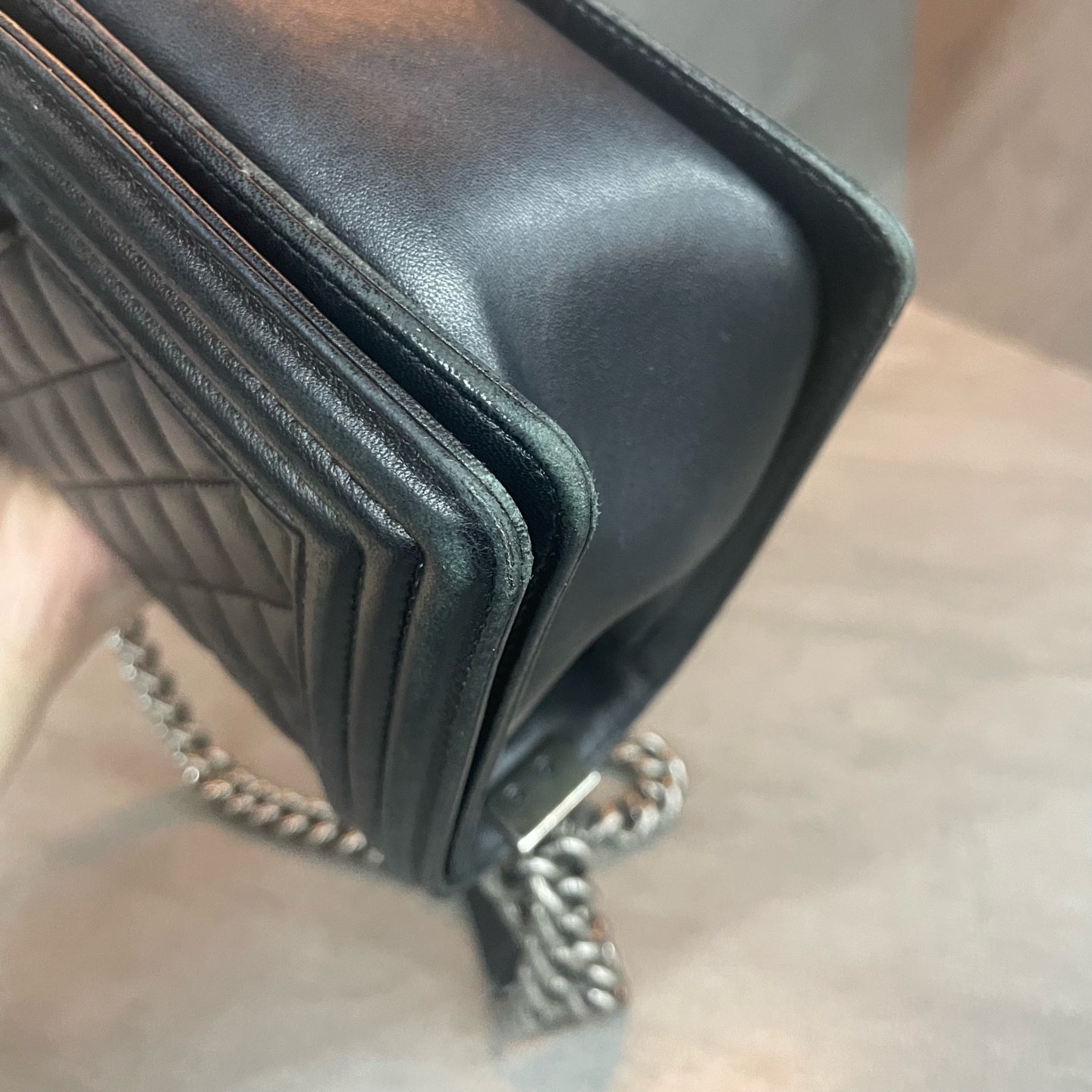 Chanel leboy sheepskin &nbsp;middle size black sliver