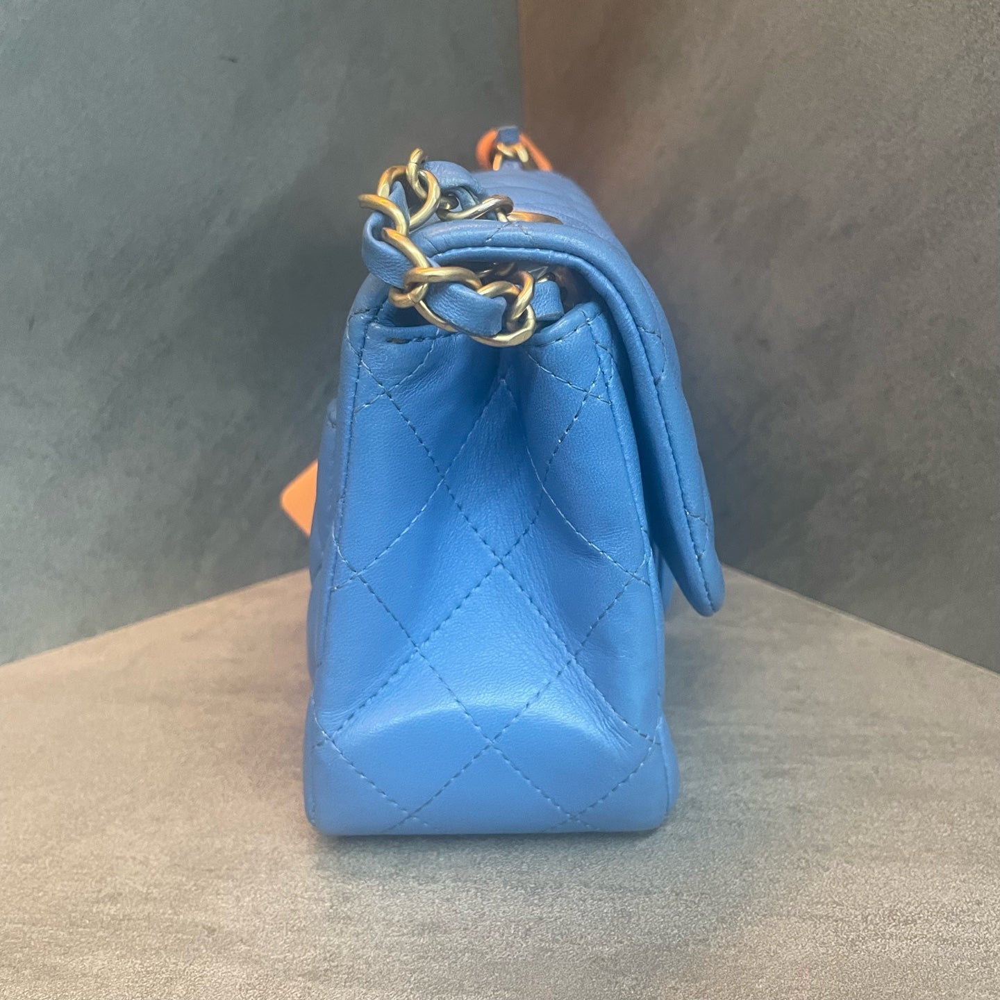 Chanel Classic Flap mini square sheepskin blue