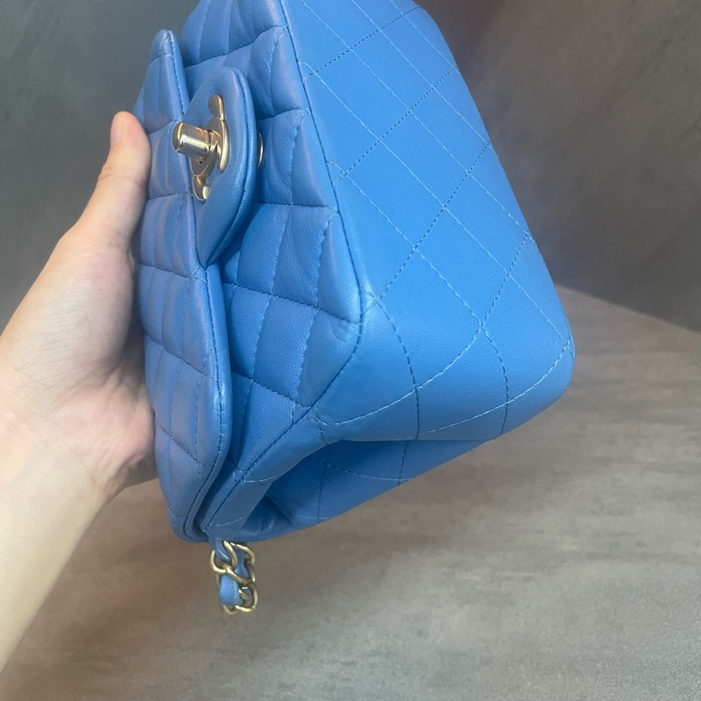Chanel Classic Flap mini square sheepskin blue