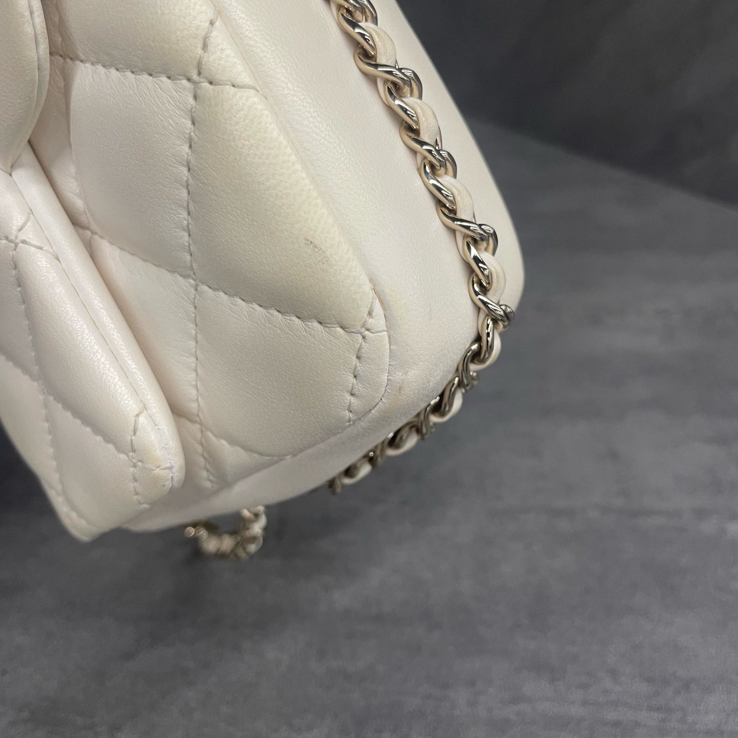Chanel Classic Flap mini size white with Pearl chain
