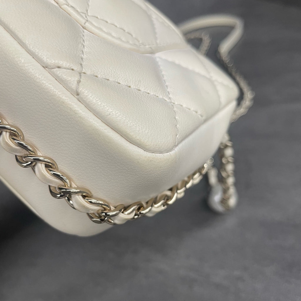 Chanel Classic Flap mini size white with Pearl chain