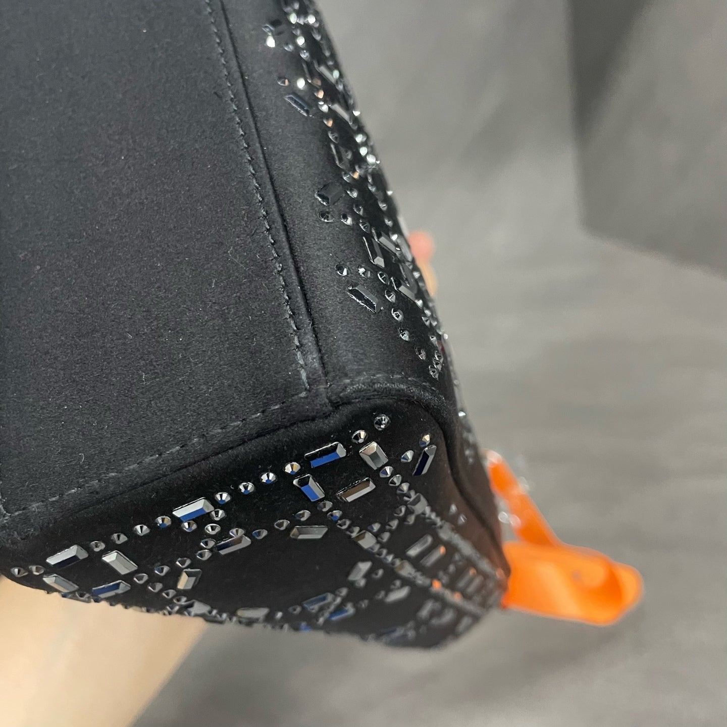 Dior Lady dior small size Satin silk with rhinestones black