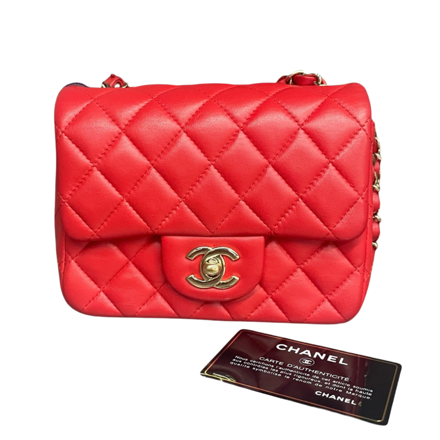 Chanel Classic Flap mini square Red sheepskin