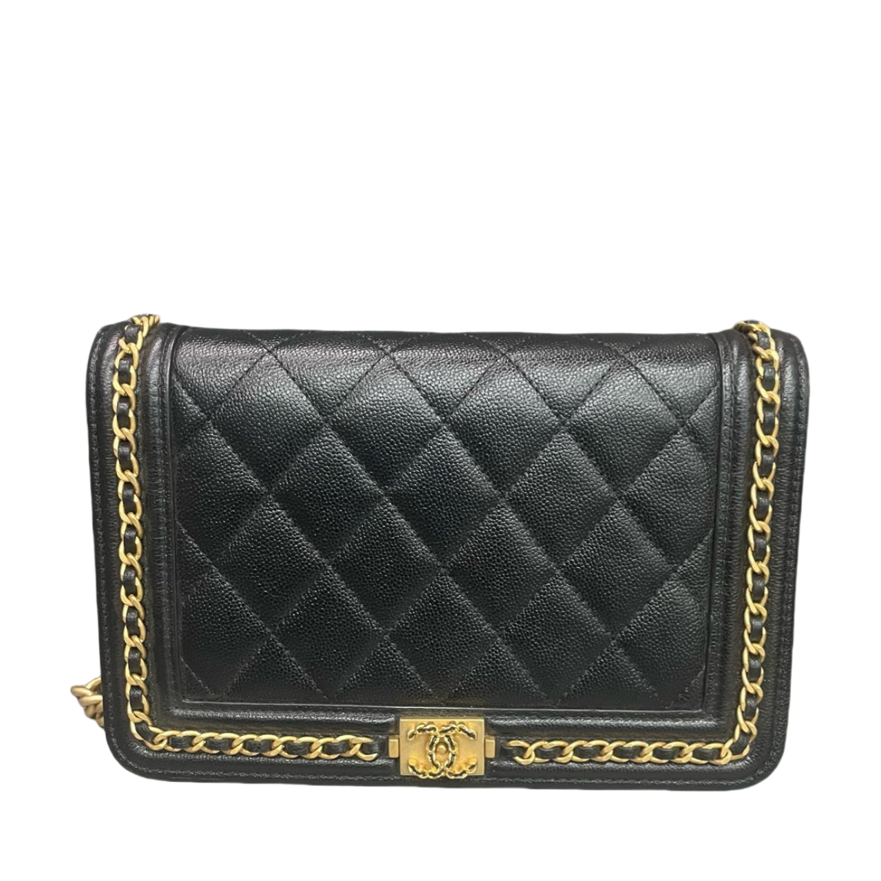 Chanel leboy lichee pattern cowhide woc Black-Gold