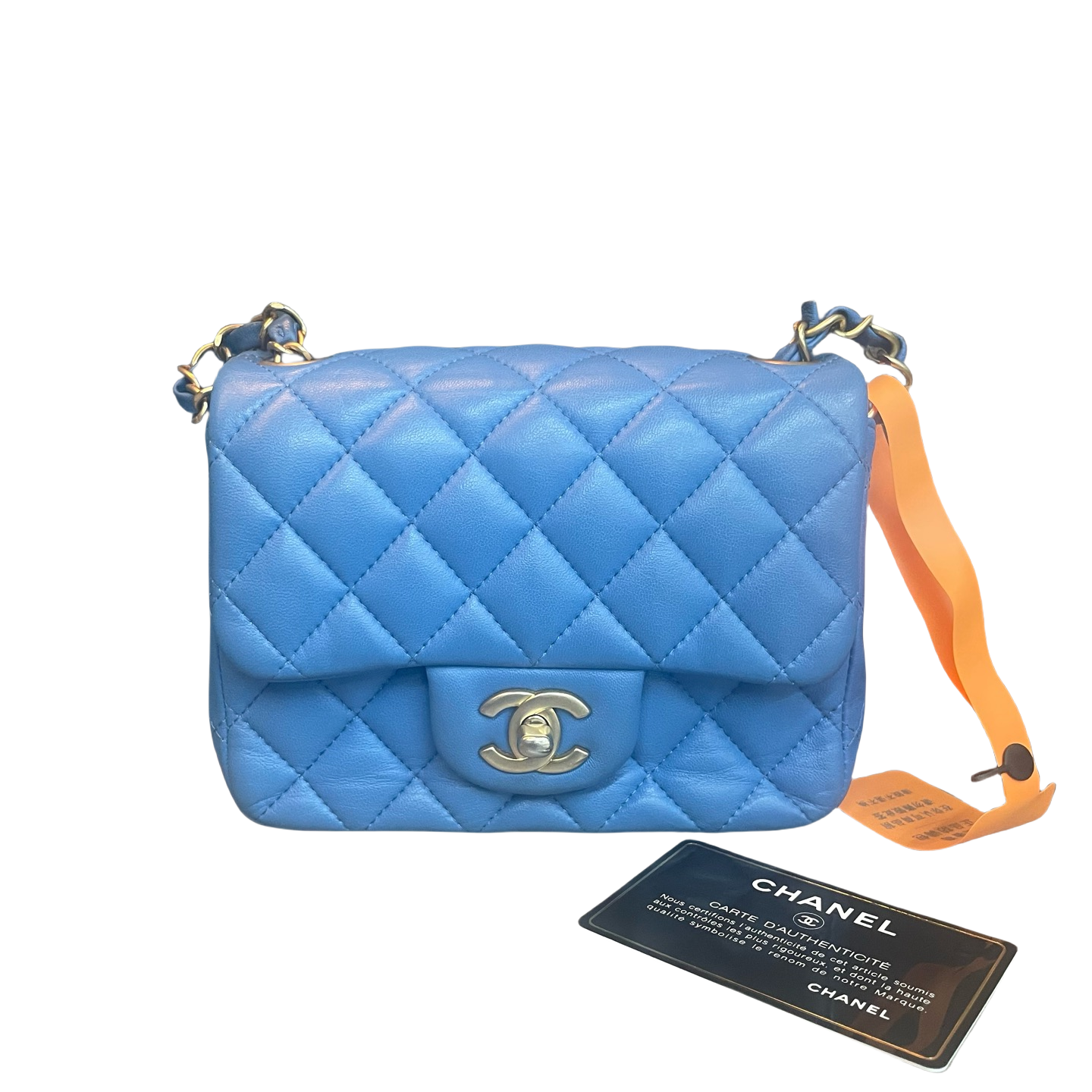Chanel Classic Flap mini square sheepskin blue