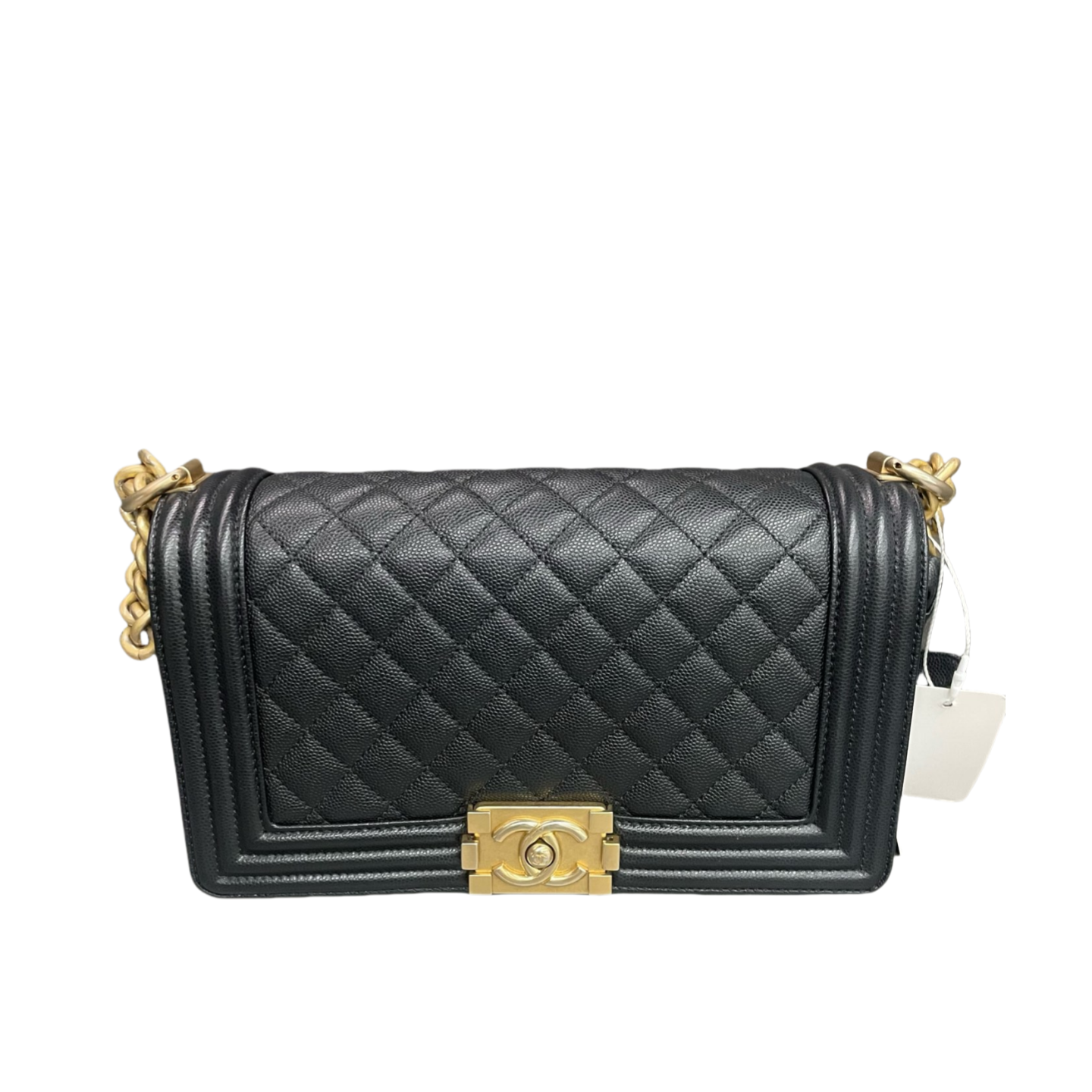 Chanel leboy lichee pattern cowhide middle size Black-Gold