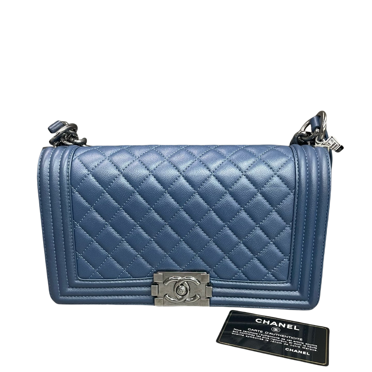 Chanel leboy lichee pattern cowhide middle size Blue