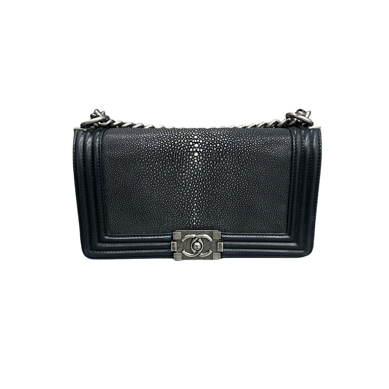 Chanel leboy fish skin middle size black
