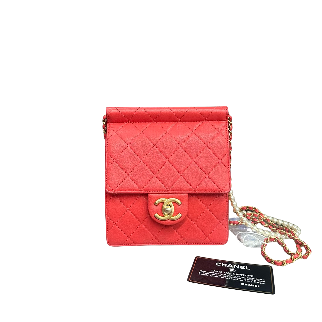 Chanel Classic Flap Vertical version sheepskin with pearl red