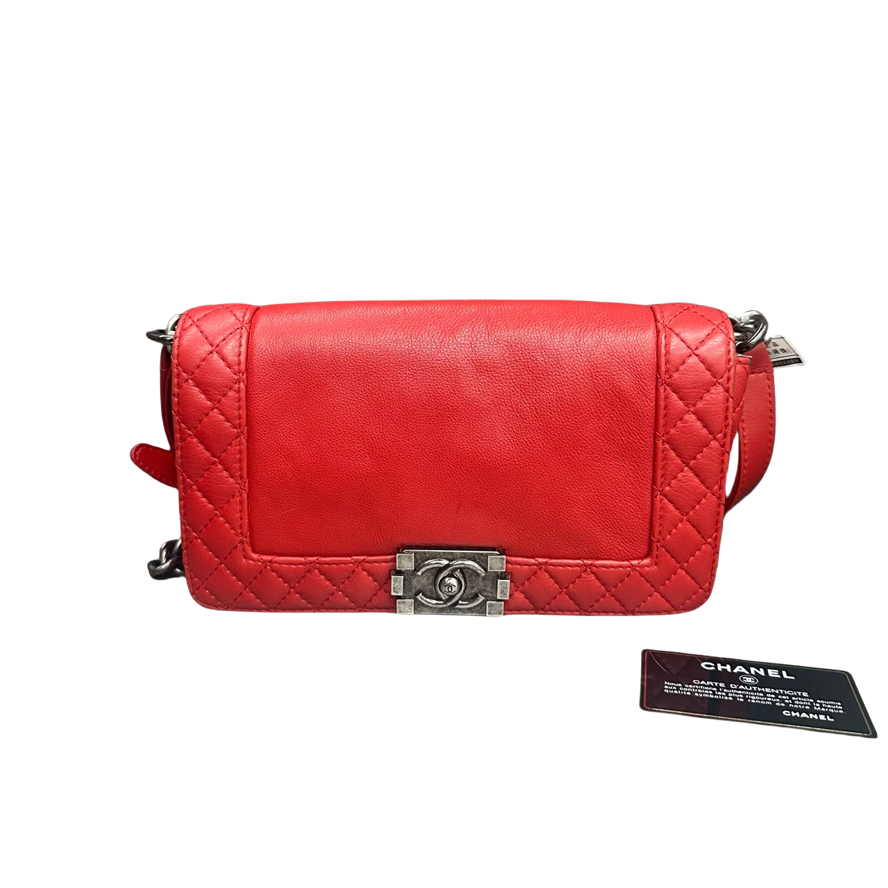 Chanel leboy cowhide soft box middle size red