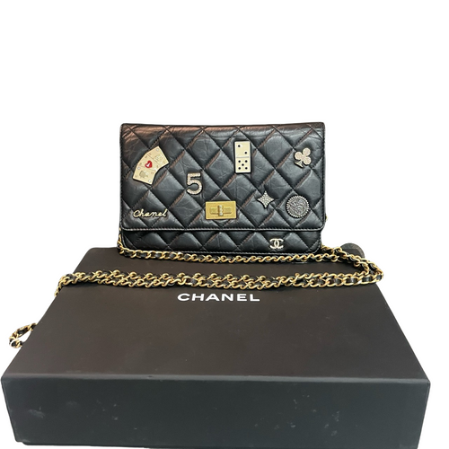 Chanel 2.55 cowhide Badge Series balck-gold