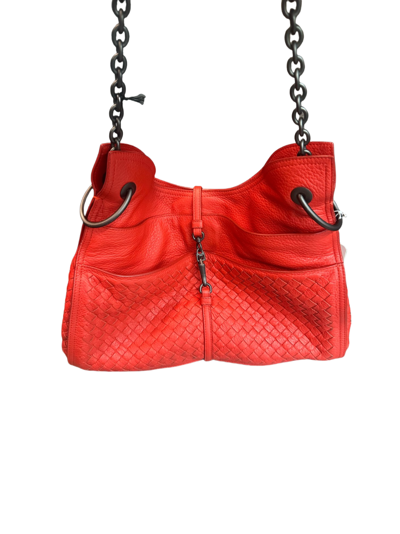 Bottega Veneta woven bag Horn-shaped handheld shoulder bag red