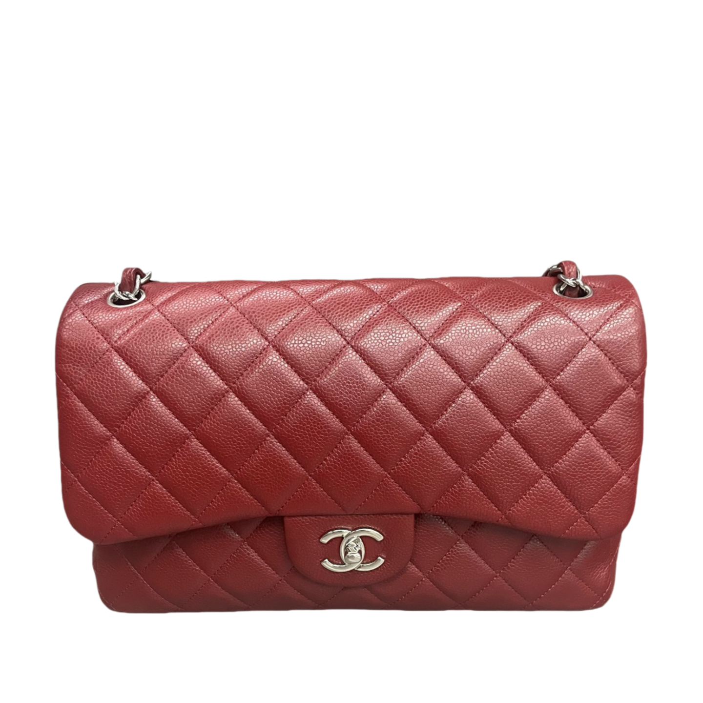 Chanel Classic Flap lichee pattern cowhide Jumbo Red-sliver