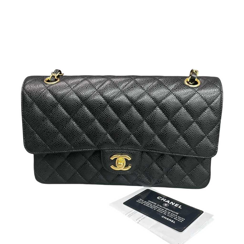 Chanel Classic Flap Lichee pattern middle size Black-Gold