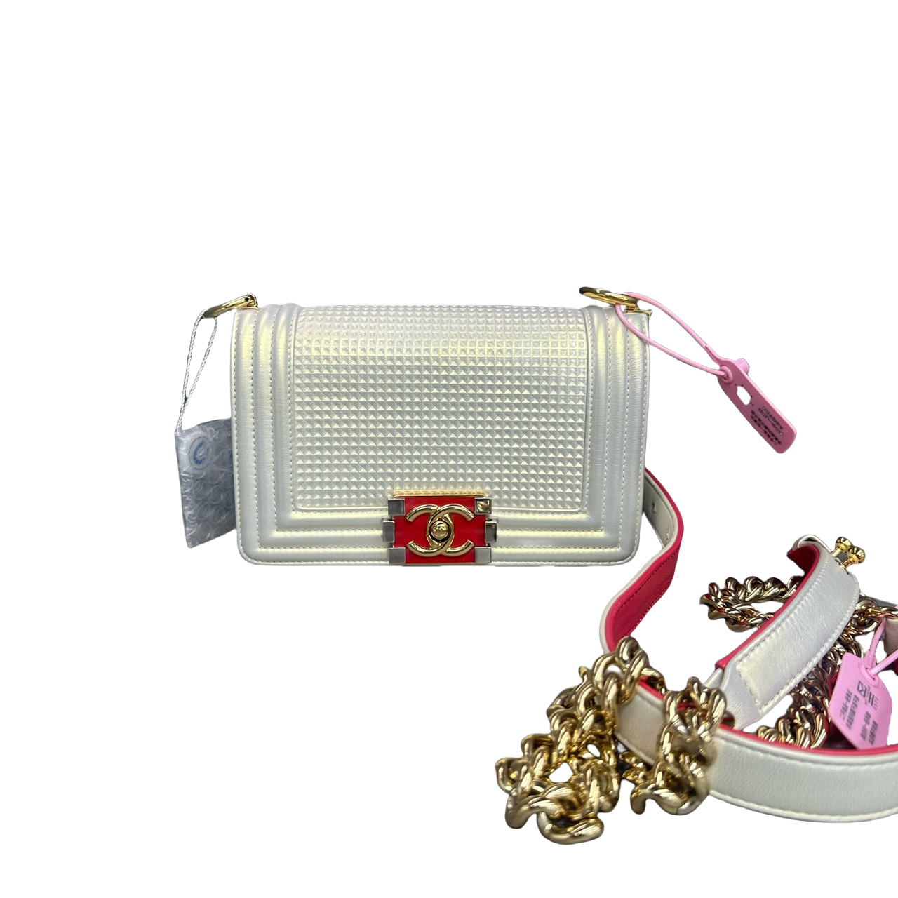 Chanel leboy technology fabric small size white