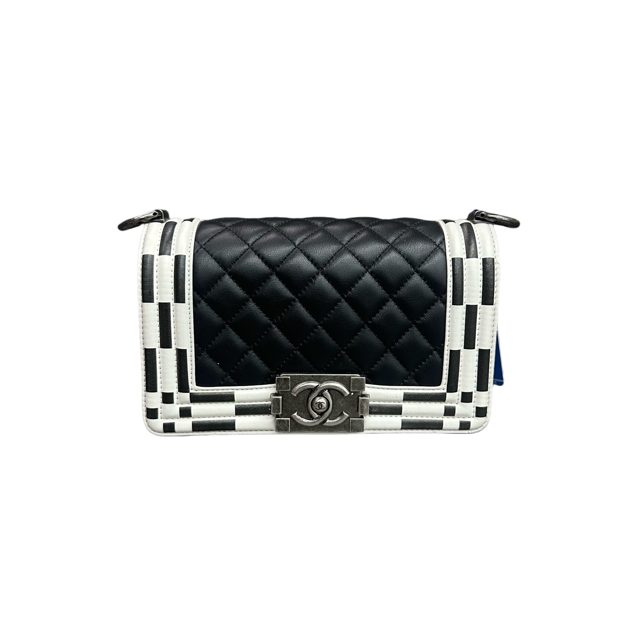 Chanel leboy small size cowhide black with white