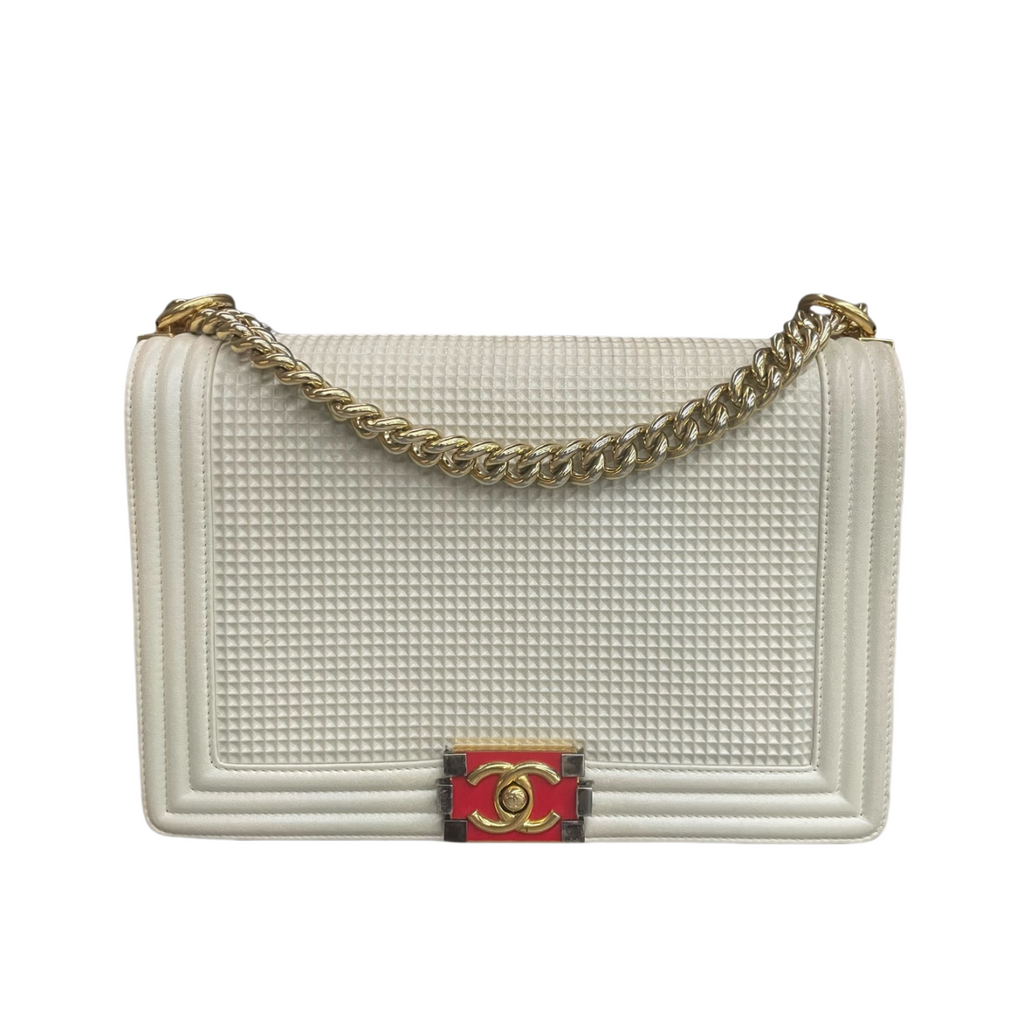 Chanel leboy technology fabric middle-large size white