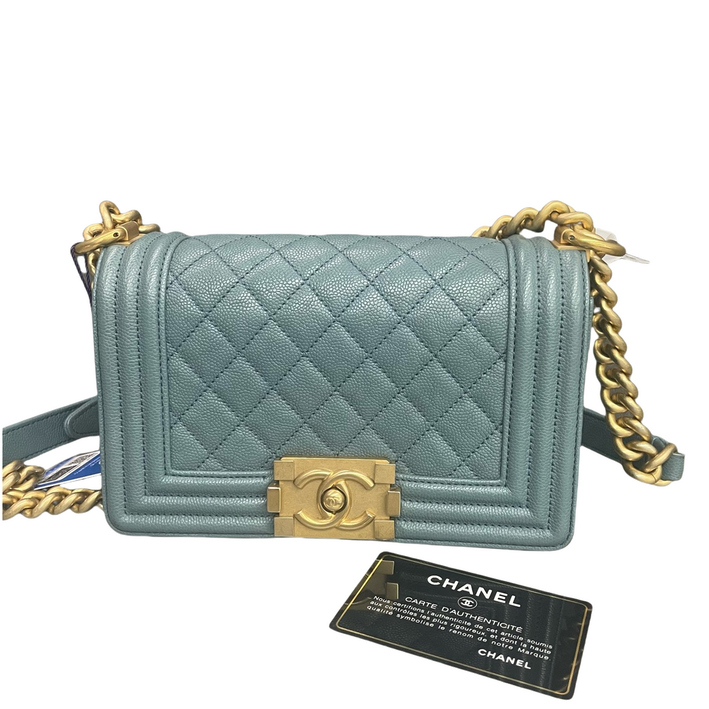 Chanel leboy lichee pattern cowhide small size Lake green