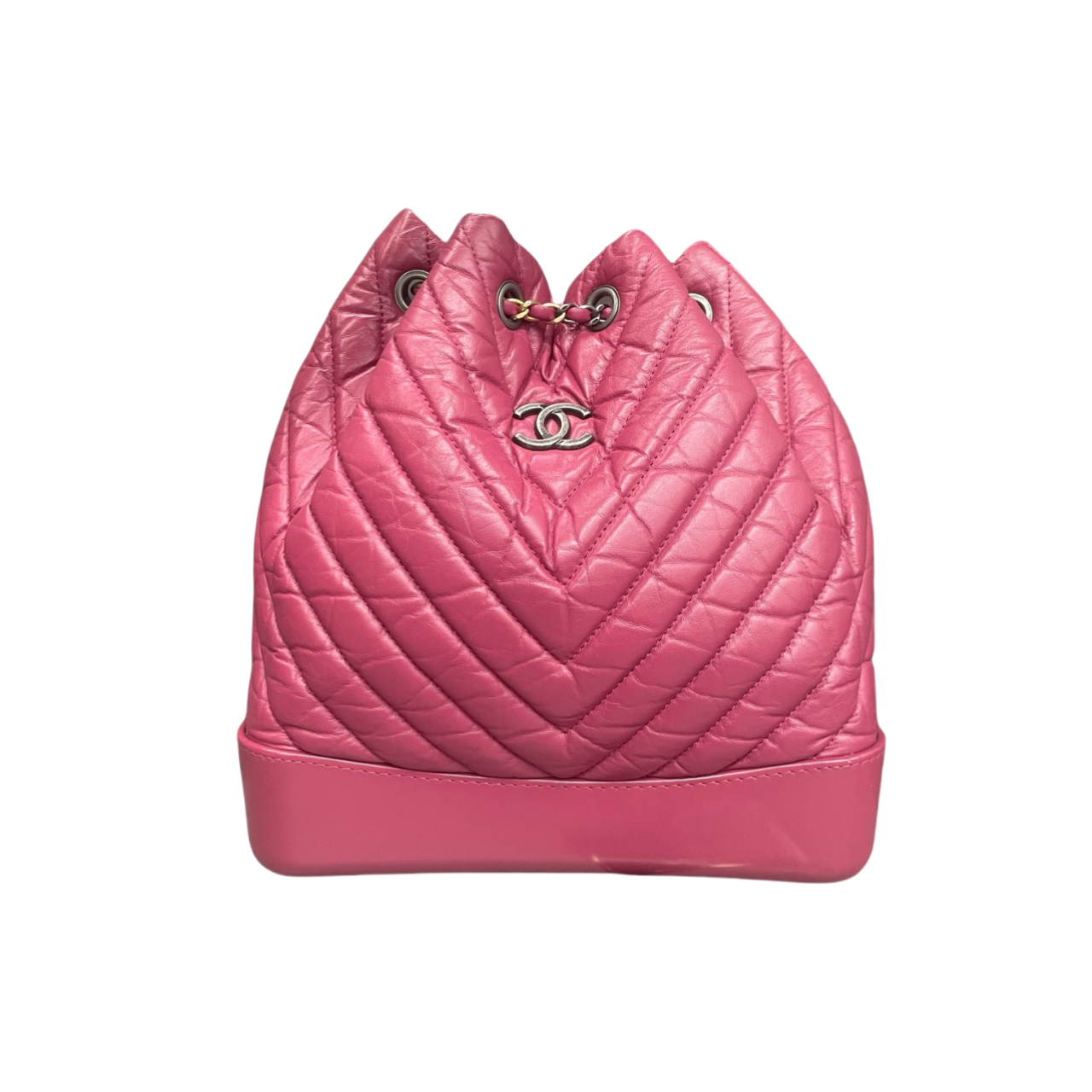 Chanel Gabrielle “V”pattern cowhide small size backpack pink